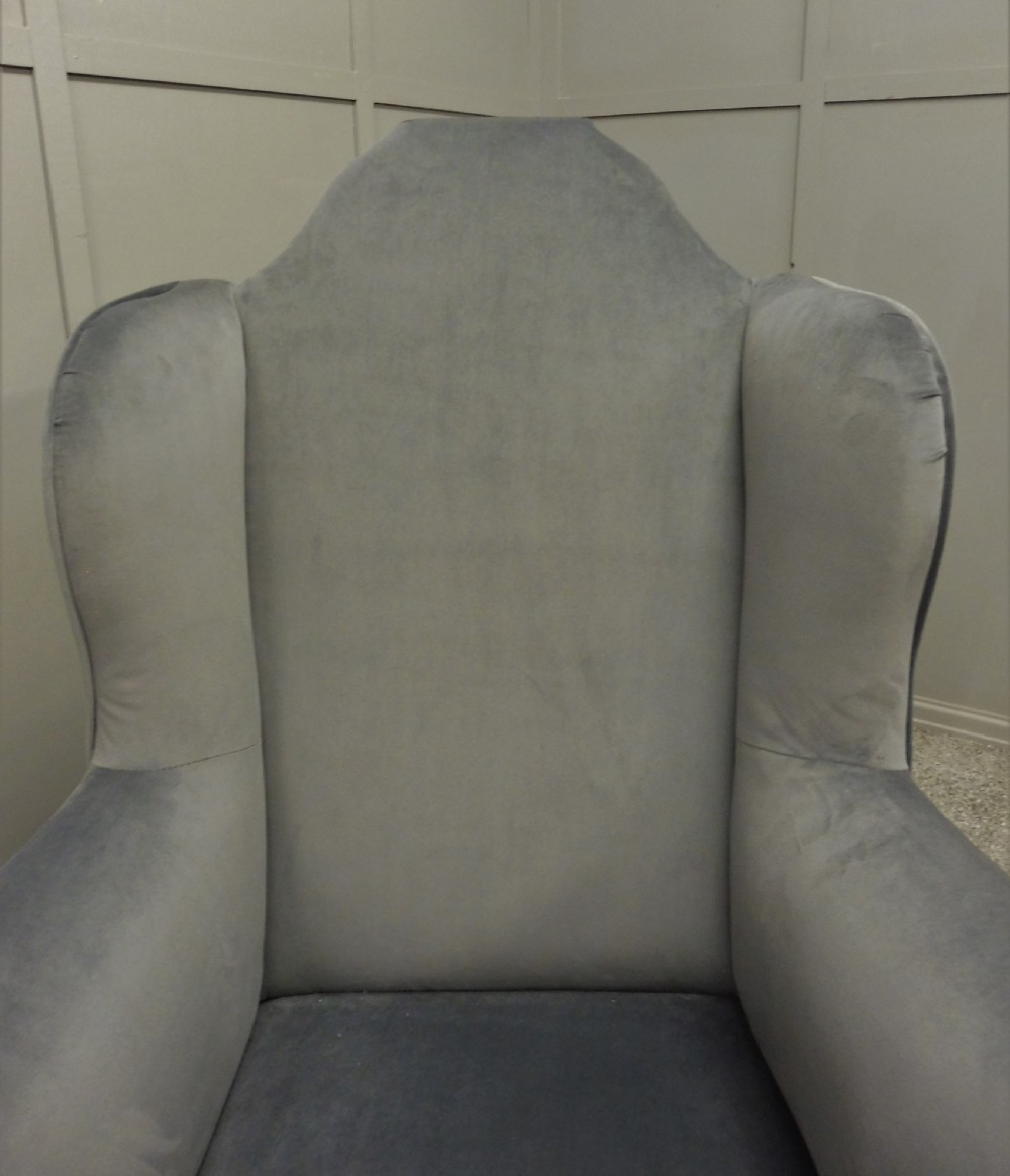 NEWLY UPHOLSTERED 19TH CENTURY WALNUT WING ARMCHAIR View XVI