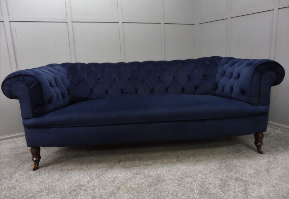 NEWLY UPHOLSTERED LARGE VICTORIAN CHESTERFIELD SOFA View II
