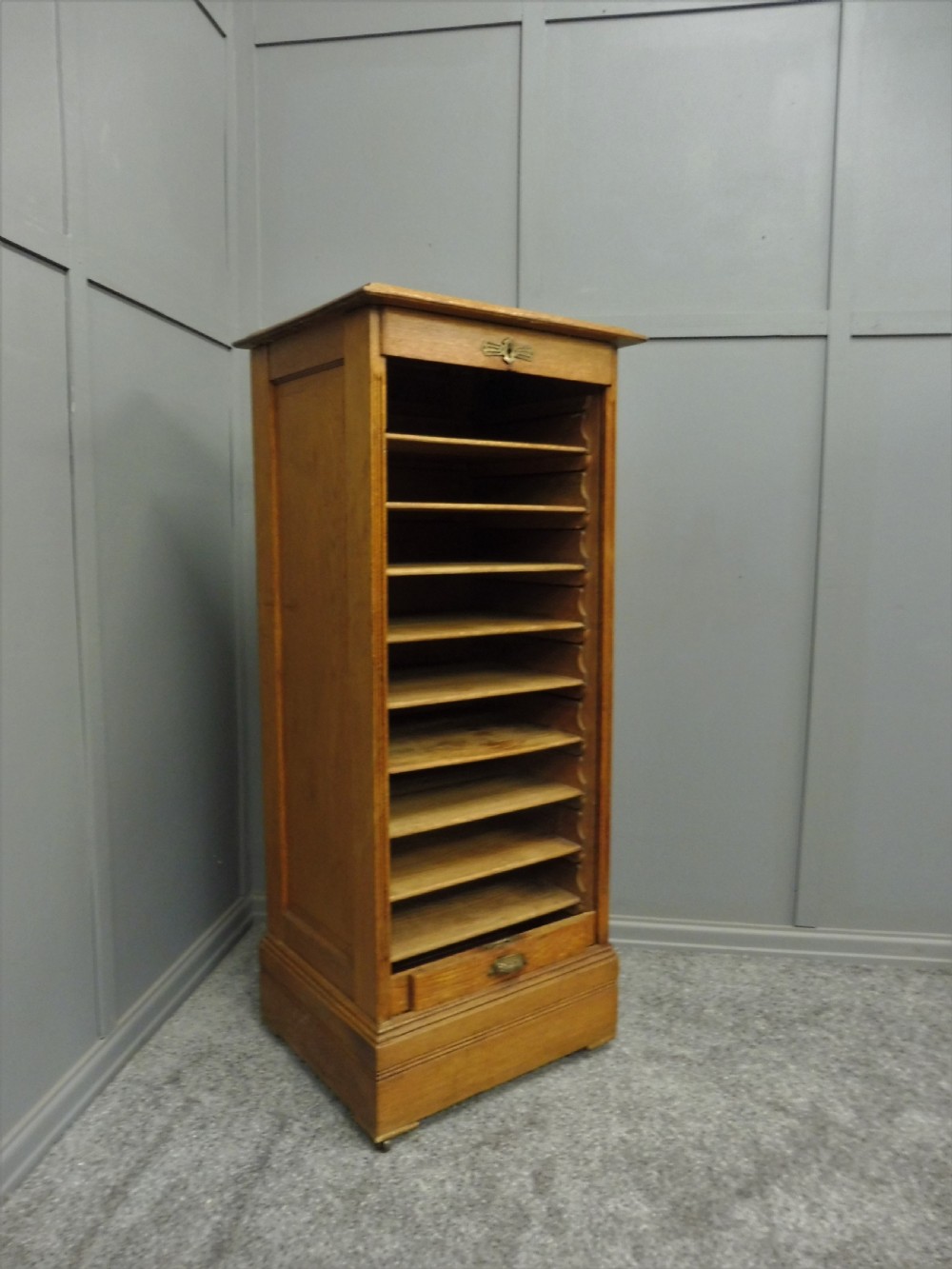 BRITISH GOLDEN OAK EDWARDIAN FILING CABINET View II