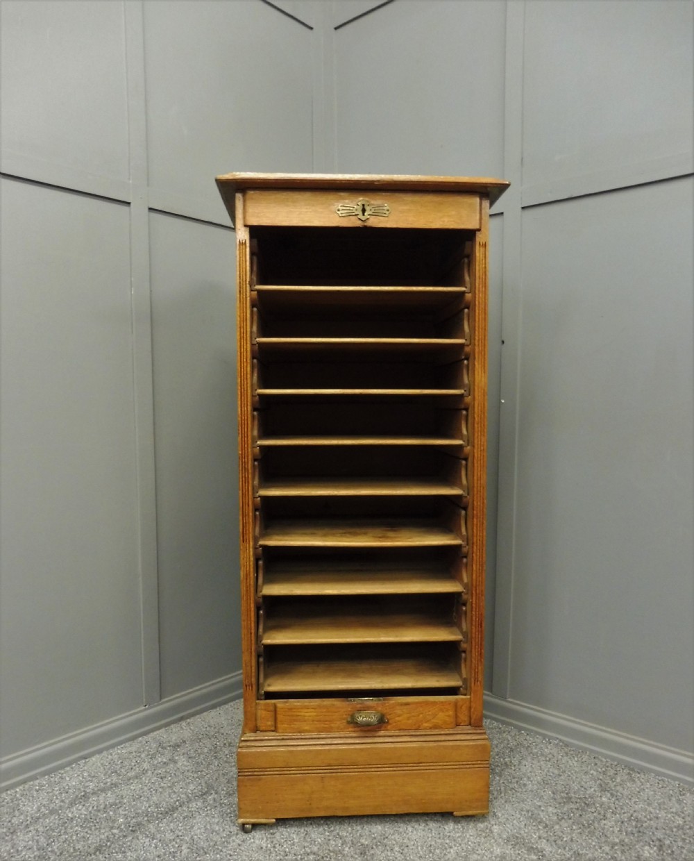 BRITISH GOLDEN OAK EDWARDIAN FILING CABINET View III
