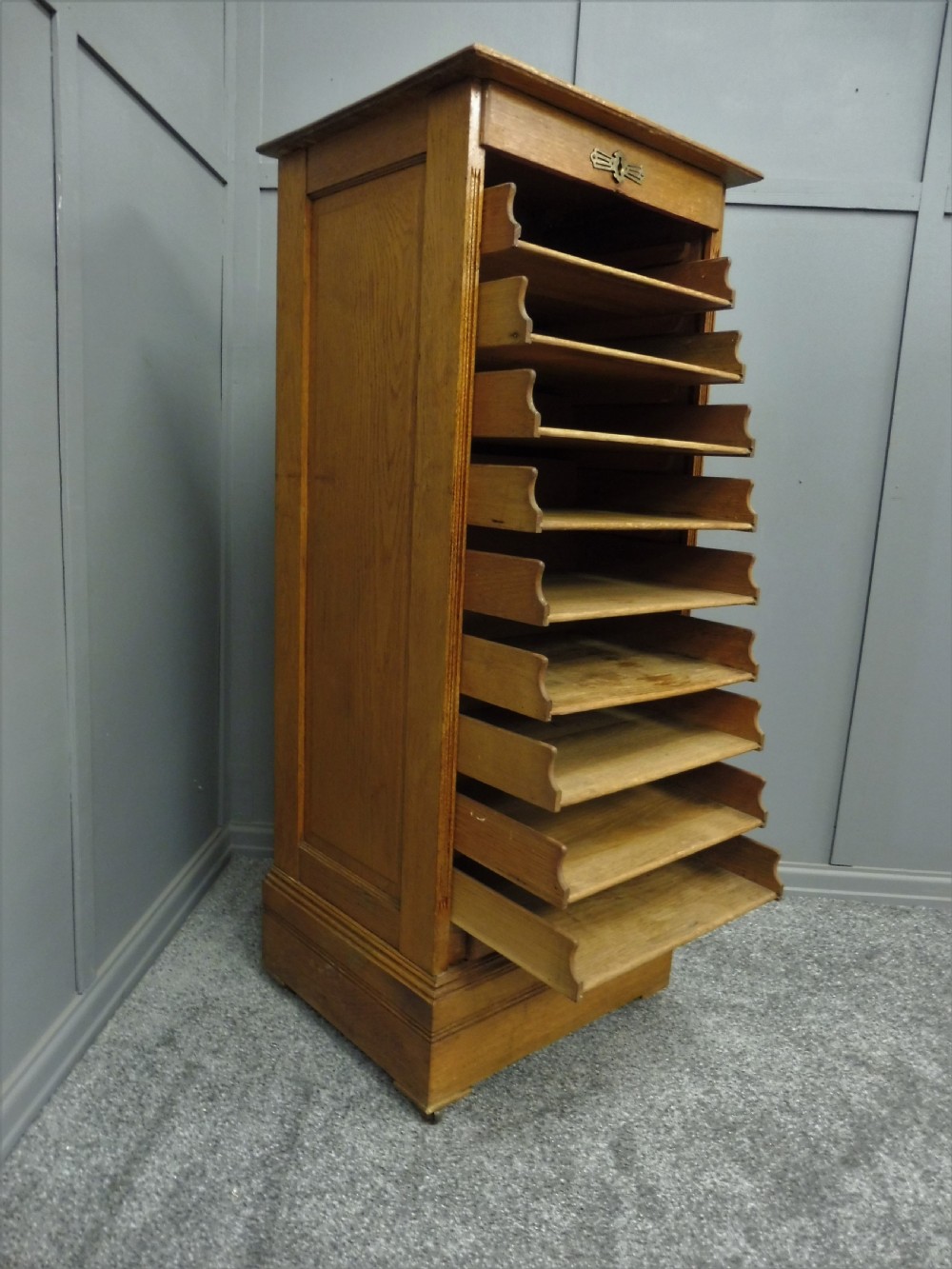 BRITISH GOLDEN OAK EDWARDIAN FILING CABINET View IV