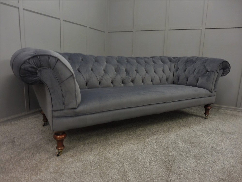 VERY LARGE NEWLY UPHOLSTERED 19TH CENTURY CHESTERFIELD SOFA View II
