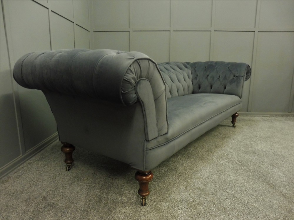 VERY LARGE NEWLY UPHOLSTERED 19TH CENTURY CHESTERFIELD SOFA View III