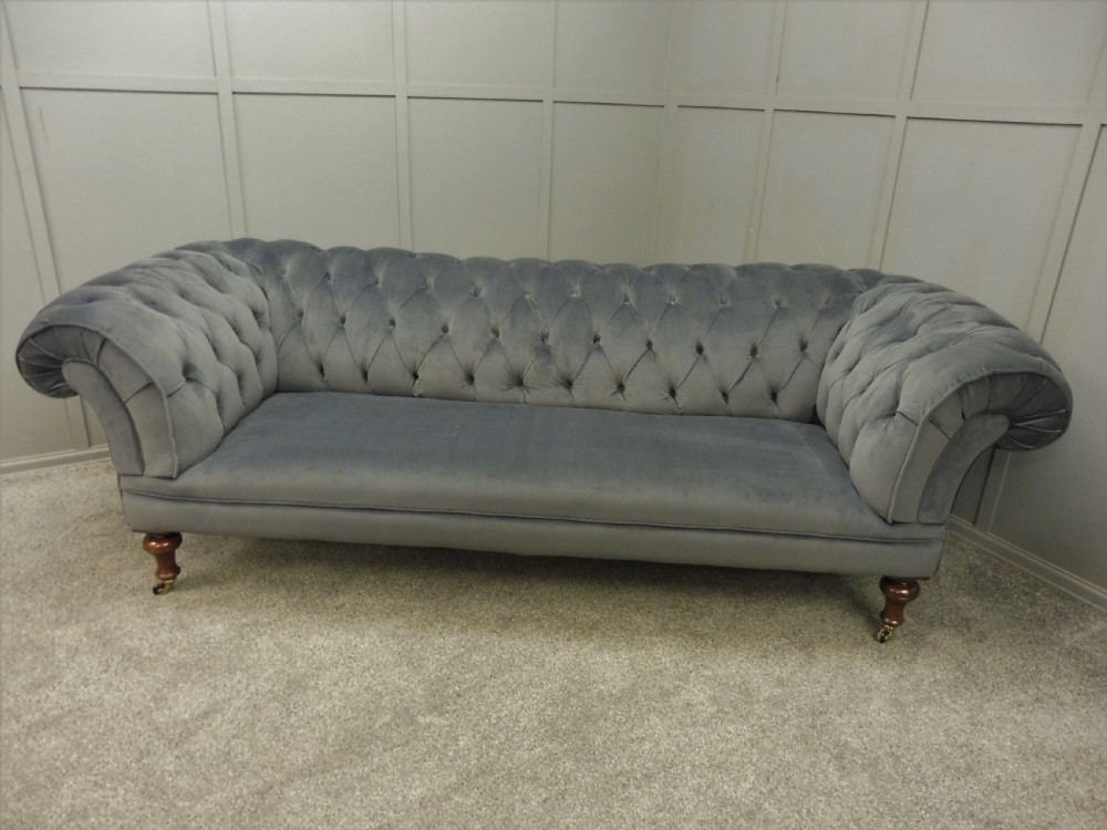 VERY LARGE NEWLY UPHOLSTERED 19TH CENTURY CHESTERFIELD SOFA View V