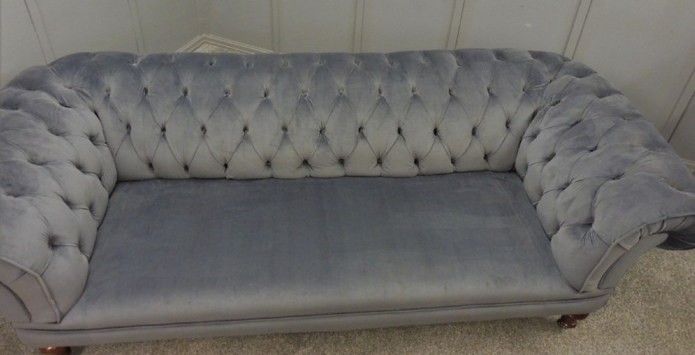 VERY LARGE NEWLY UPHOLSTERED 19TH CENTURY CHESTERFIELD SOFA View VIII