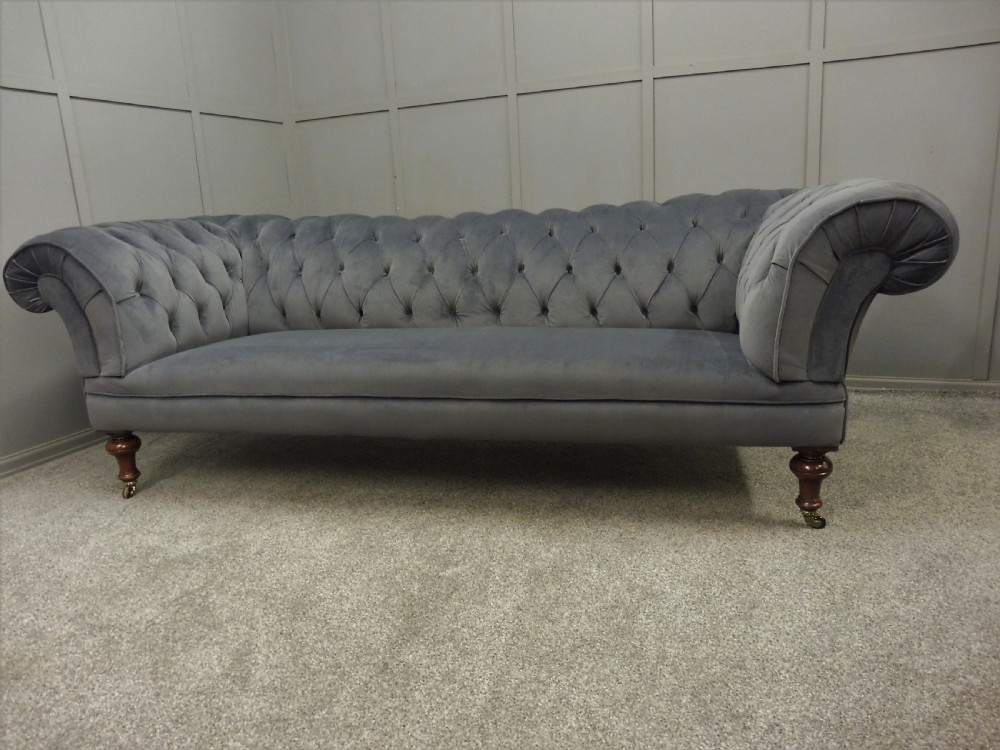 VERY LARGE NEWLY UPHOLSTERED 19TH CENTURY CHESTERFIELD SOFA View X