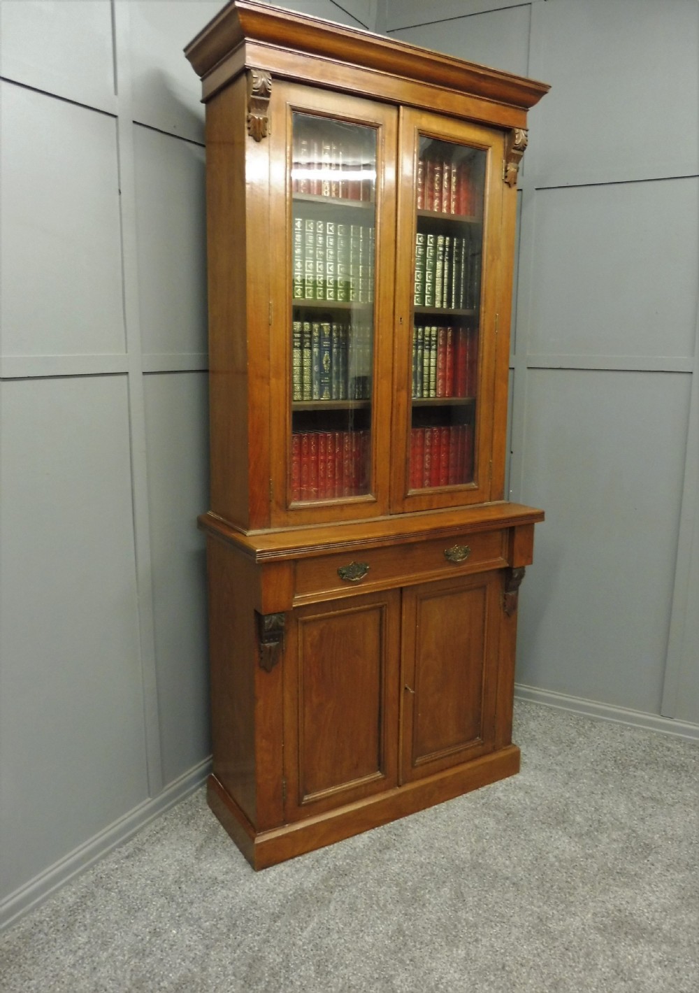 SLIM NEAT VICTORIAN MAHOGANY BOOKCASE View II