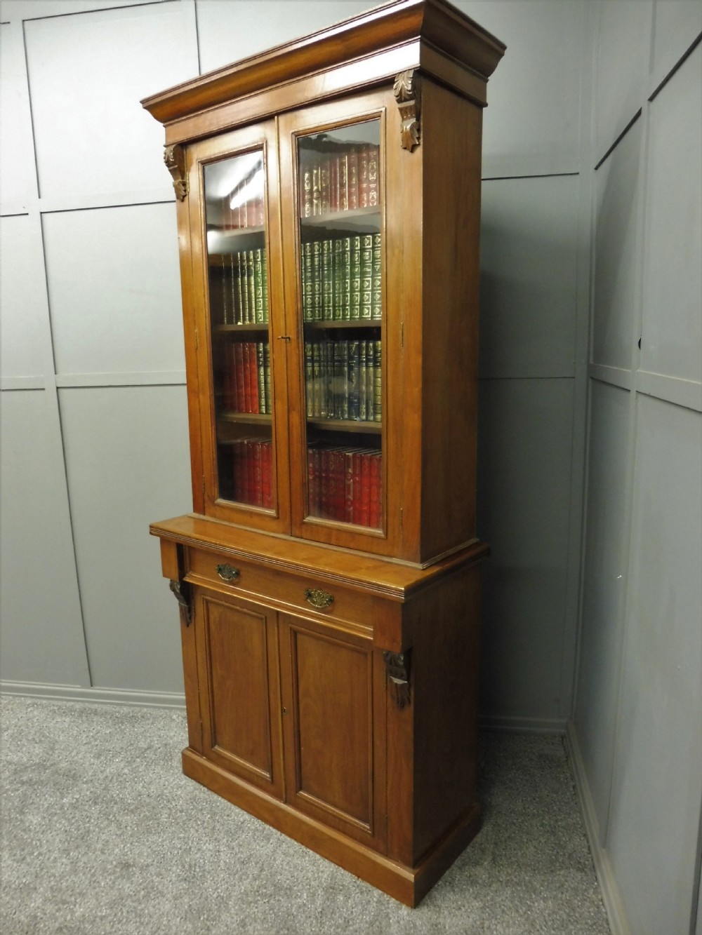 SLIM NEAT VICTORIAN MAHOGANY BOOKCASE View VI