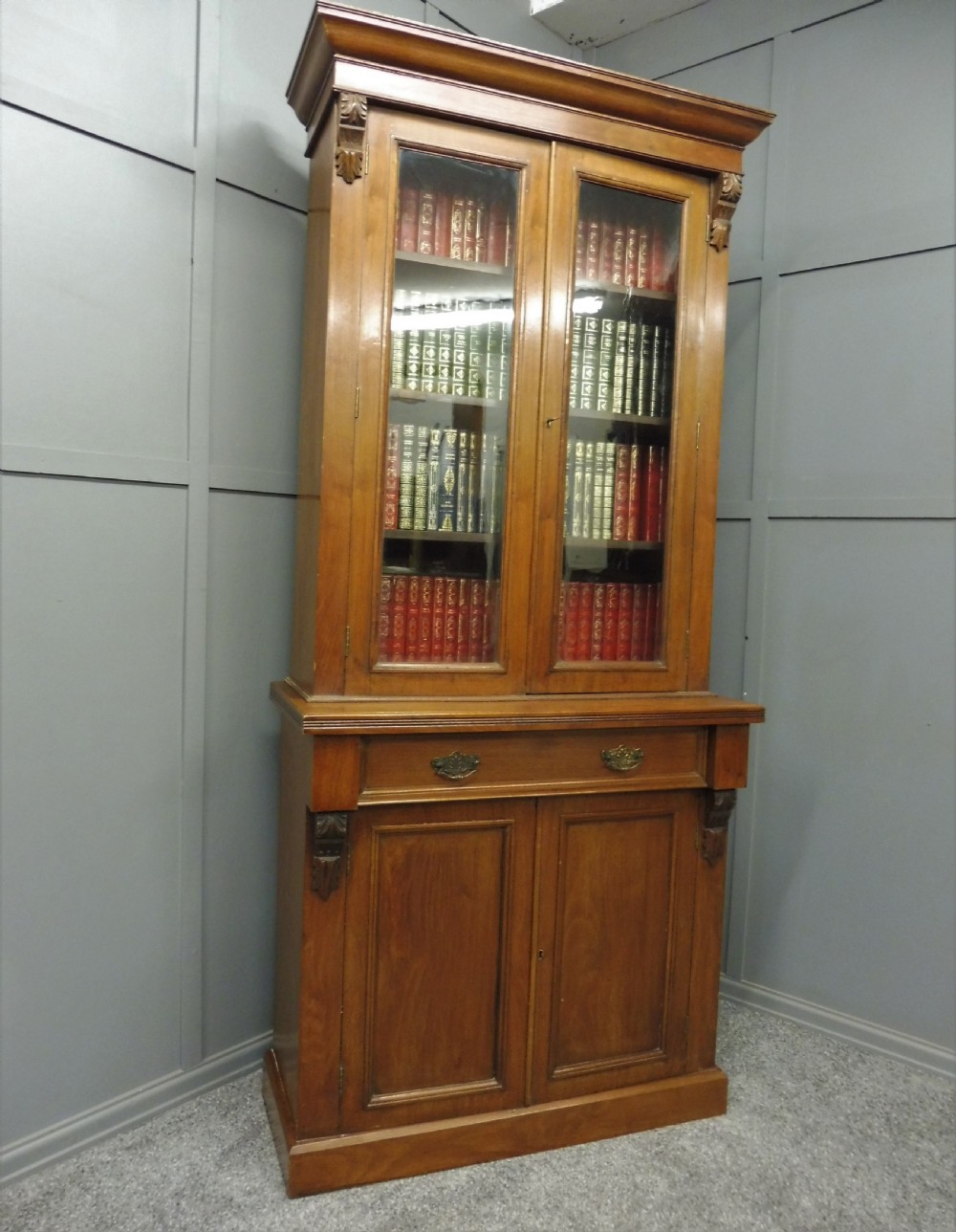 SLIM NEAT VICTORIAN MAHOGANY BOOKCASE View XI