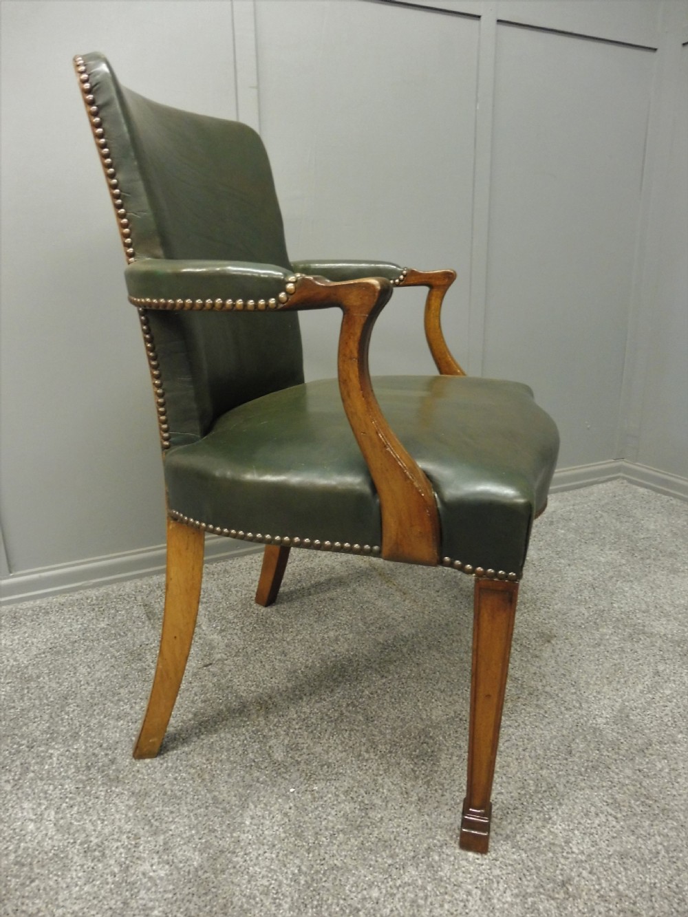 LEATHER AND MAHOGANY DESK CHAIR  View III