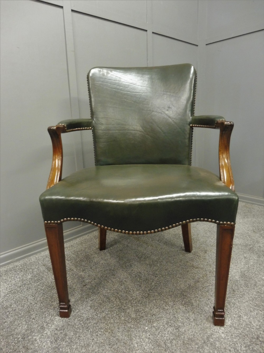 LEATHER AND MAHOGANY DESK CHAIR  View VI