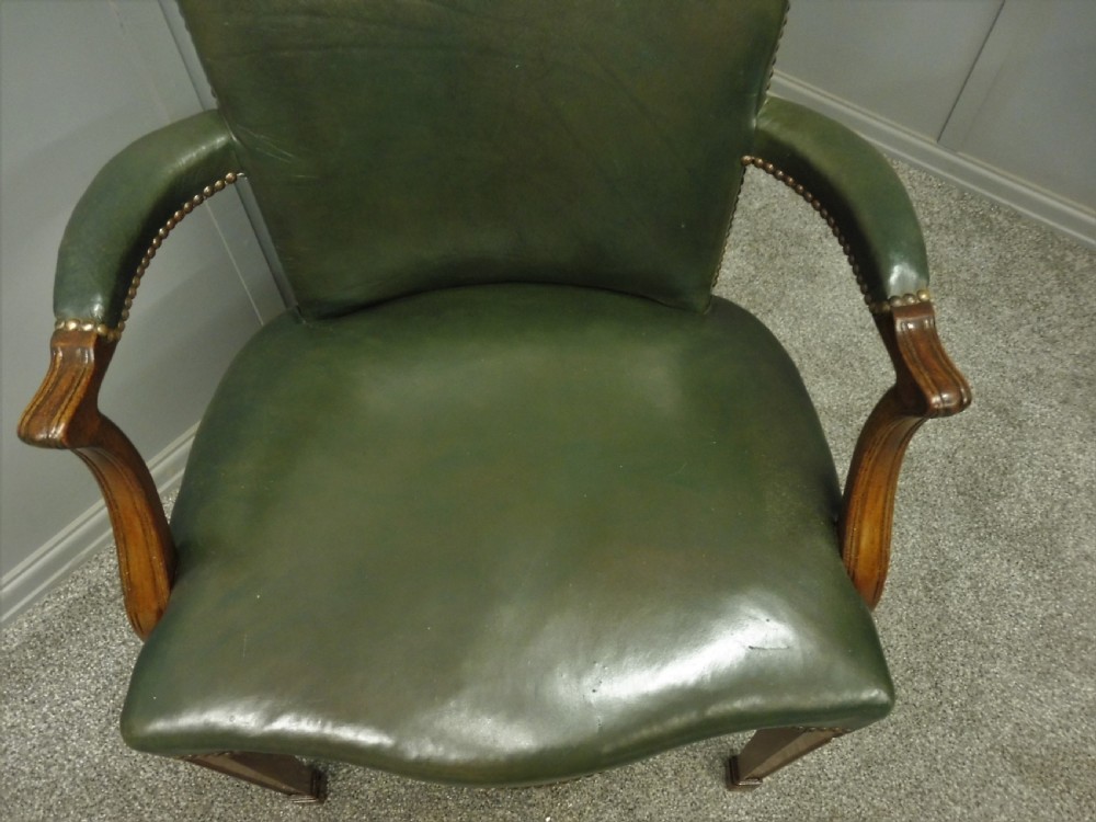 LEATHER AND MAHOGANY DESK CHAIR  View X