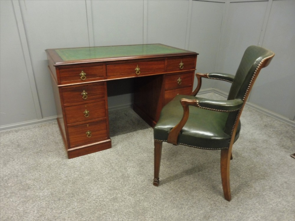 LEATHER AND MAHOGANY DESK CHAIR  View XI