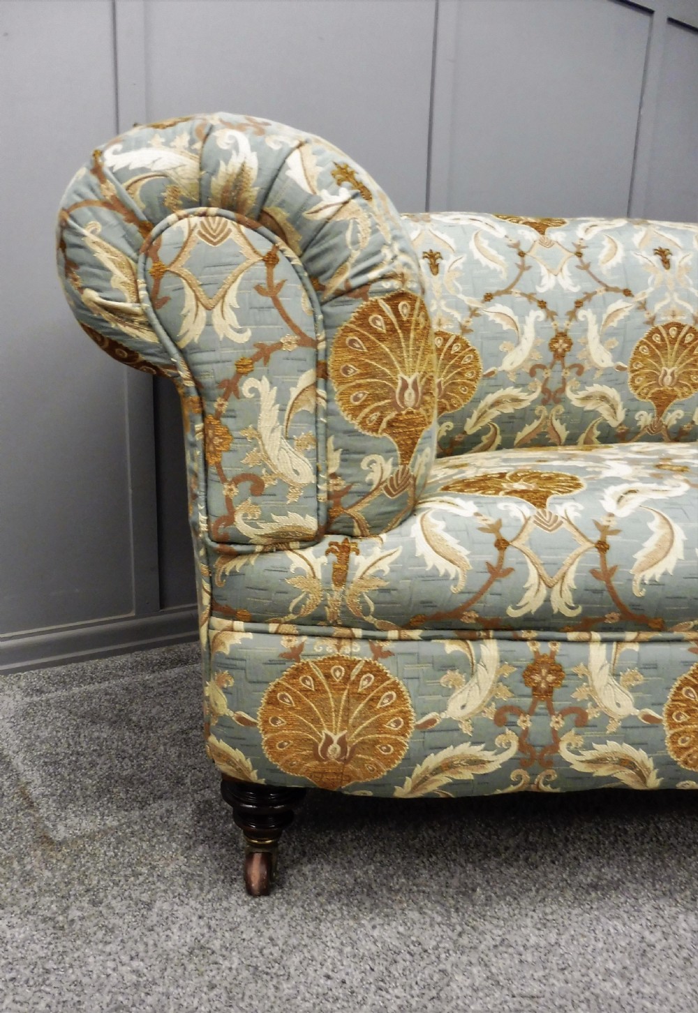 NEWLY UPHOLSTERED VICTORIAN CHESTERFIELD SOFA View IV