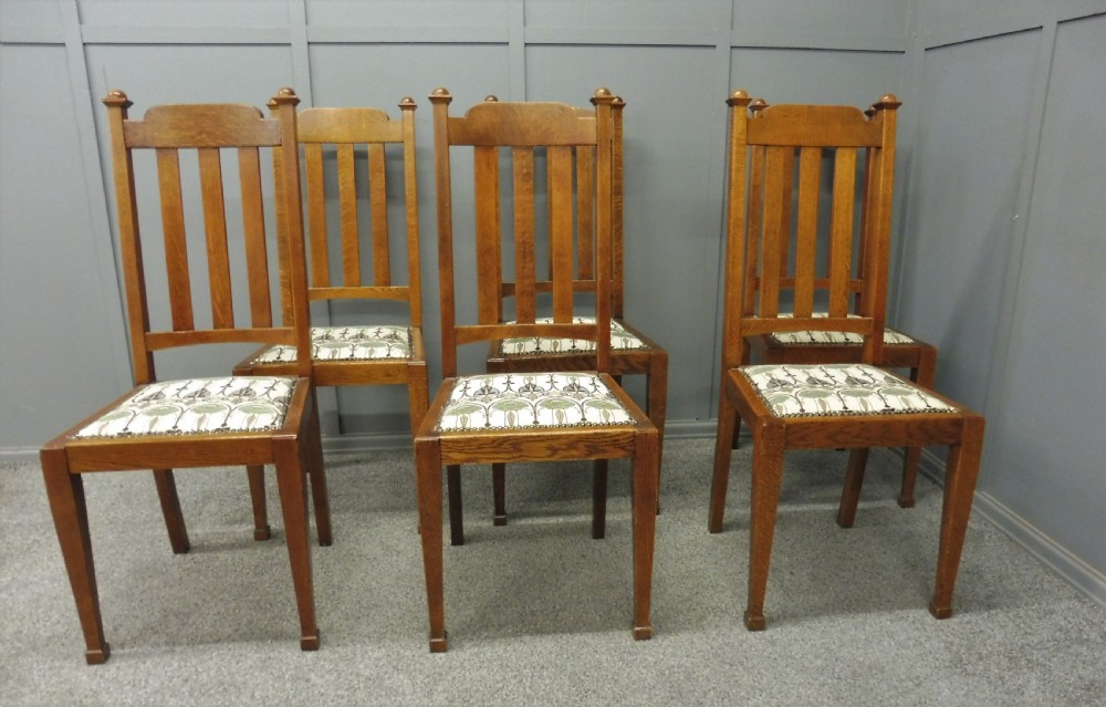 SET OF 6 OAK ARTS AND CRAFTS DINING CHAIRS View II