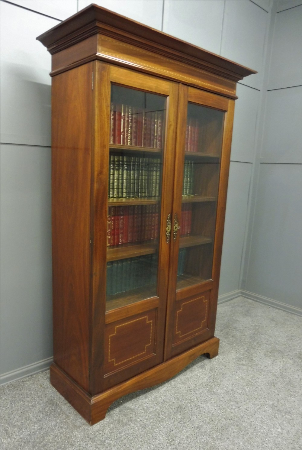 EDWARDIAN MAHOGANY INLAID BOOKCASE View III