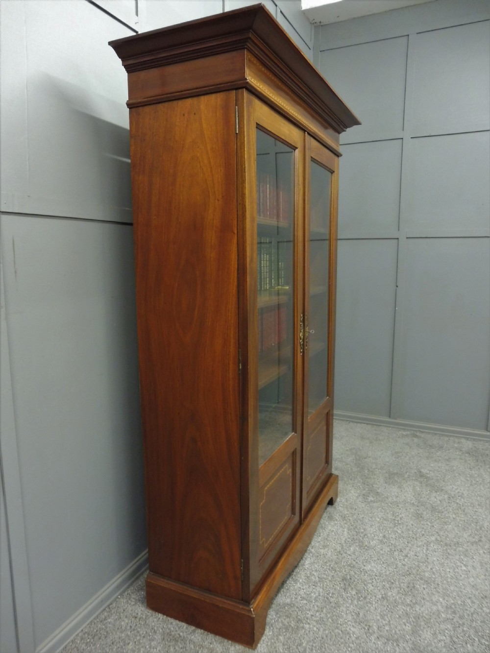 EDWARDIAN MAHOGANY INLAID BOOKCASE View VII