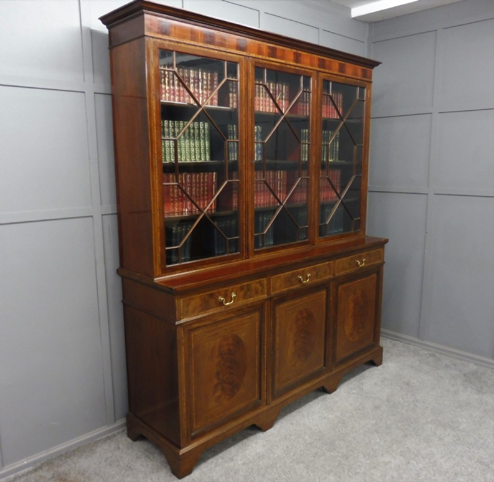 LARGE EDWARDIAN INLAID BOOKCASE View III