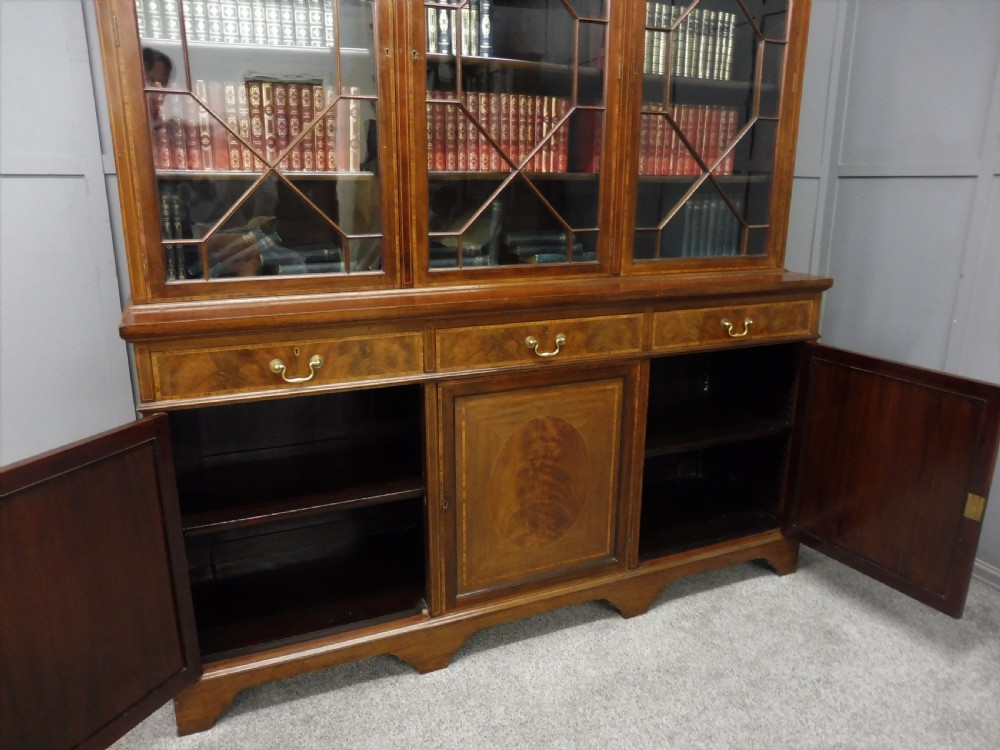 LARGE EDWARDIAN INLAID BOOKCASE View X