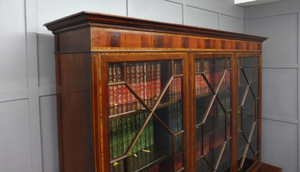 LARGE EDWARDIAN INLAID BOOKCASE View XI