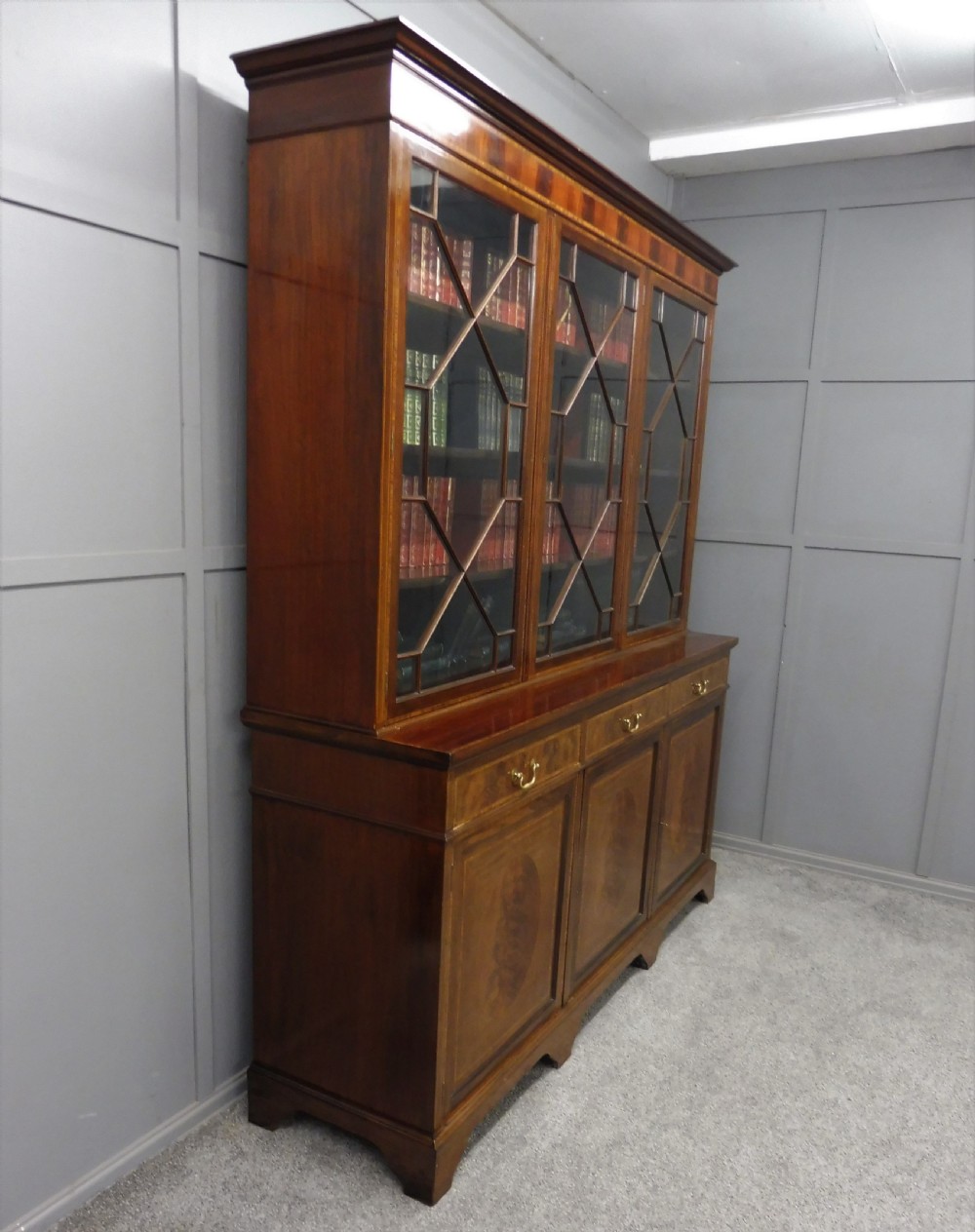 LARGE EDWARDIAN INLAID BOOKCASE View XIV