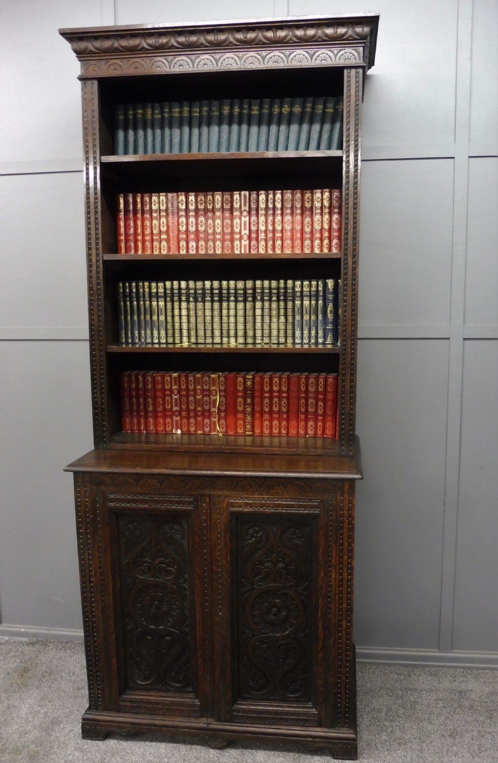 VICTORIAN CARVED OAK BOOKCASE View VIII