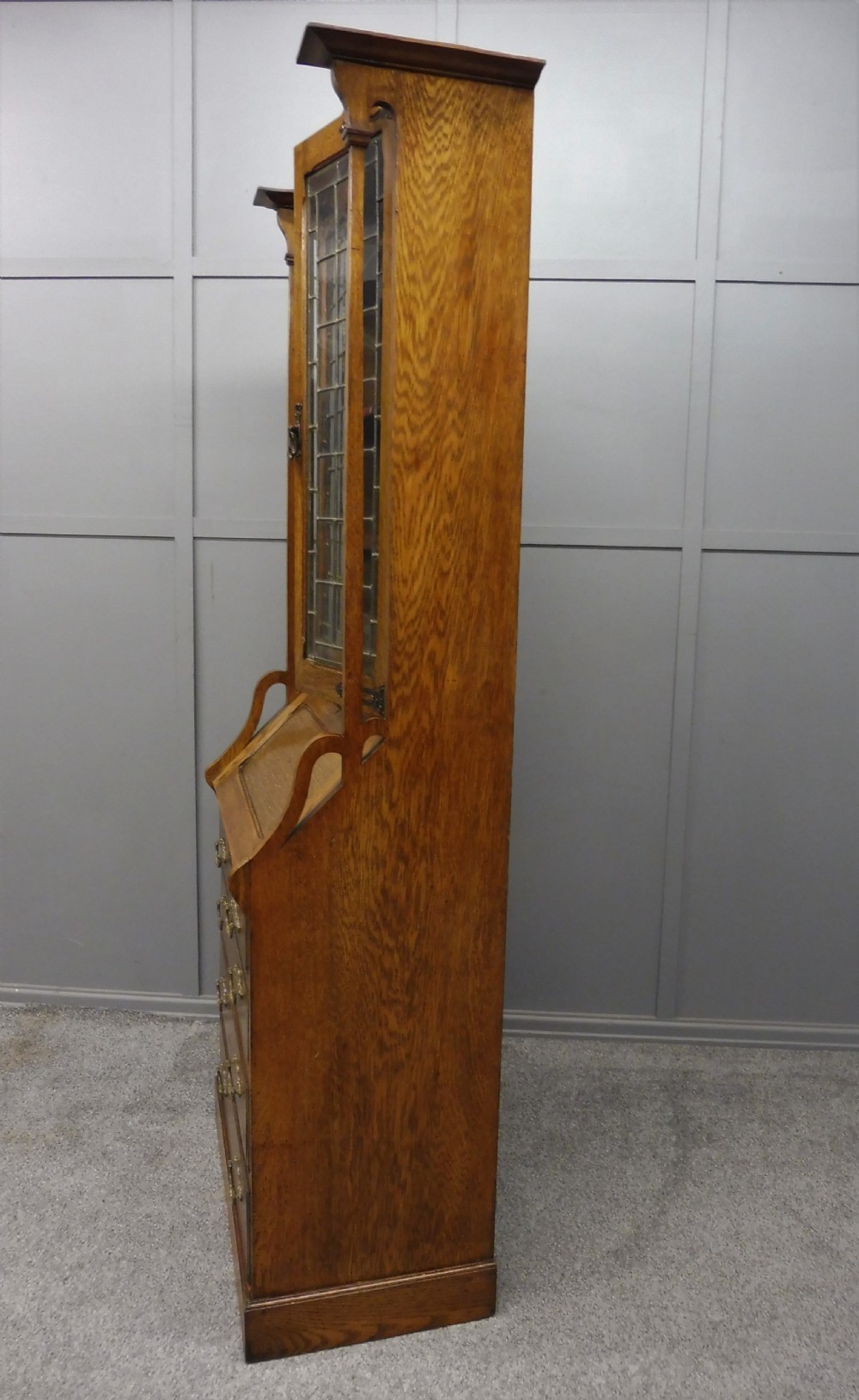 OAK ARTS AND CRAFTS BUREAU BOOKCASE View VI