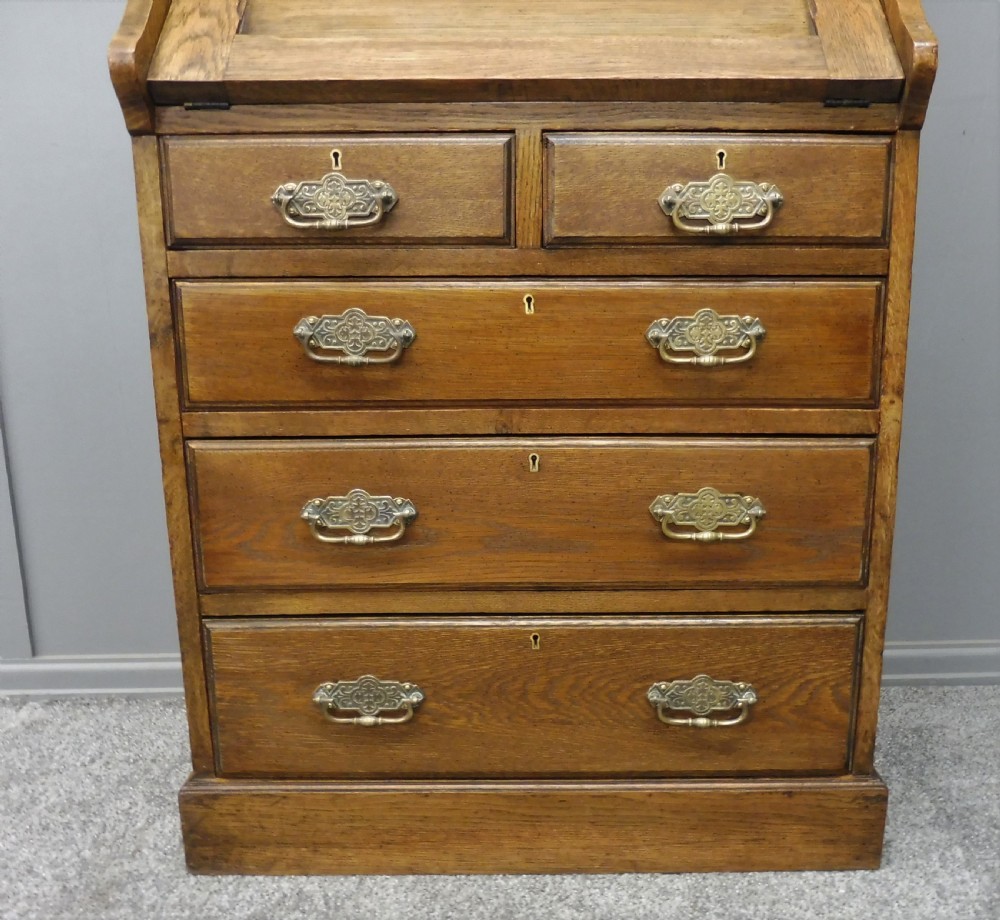 OAK ARTS AND CRAFTS BUREAU BOOKCASE View VIII