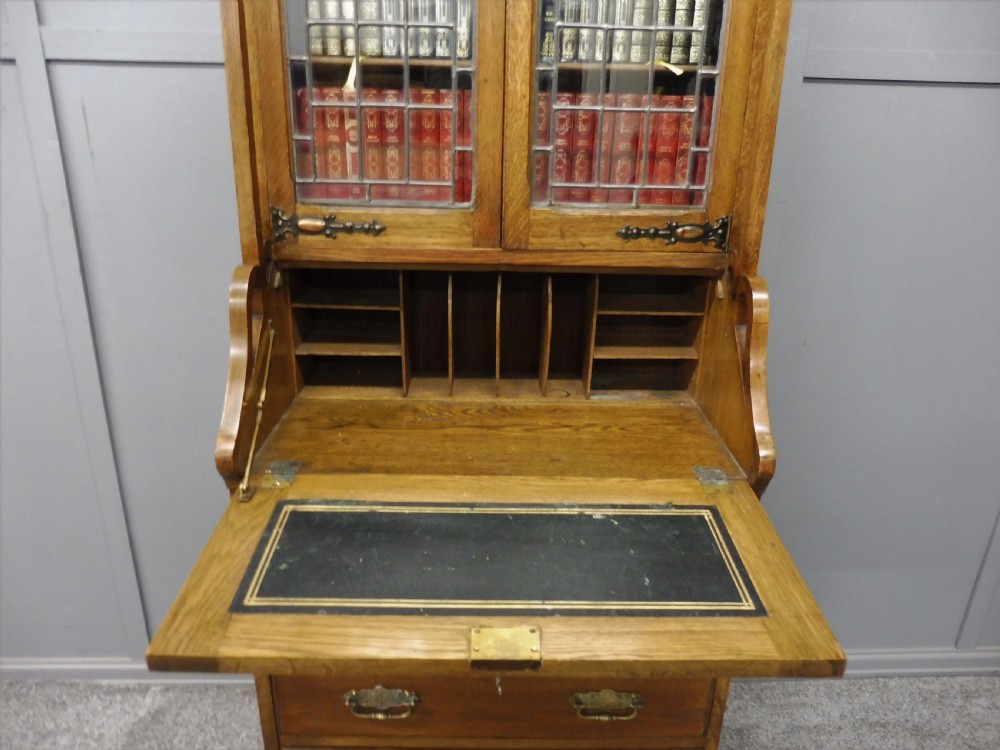 OAK ARTS AND CRAFTS BUREAU BOOKCASE View IX