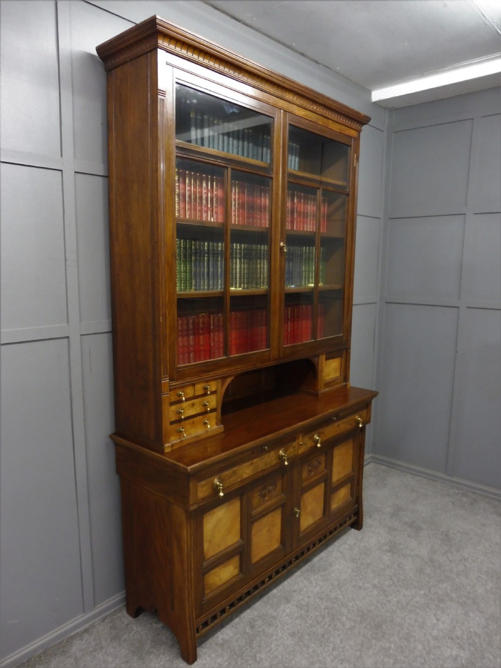 SUPERB QUALITY WALNUT ARTS AND CRAFTS BOOKCASE View II