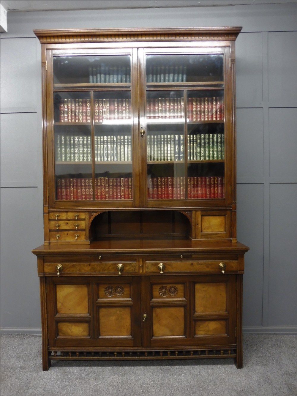 SUPERB QUALITY WALNUT ARTS AND CRAFTS BOOKCASE View XX