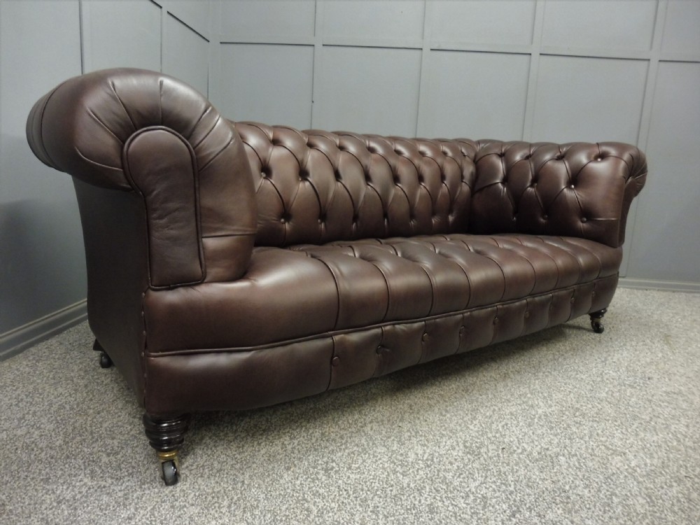 RESTORED AND REUPHOLSTERED LEATHER CHESTERFIELD SOFA View II
