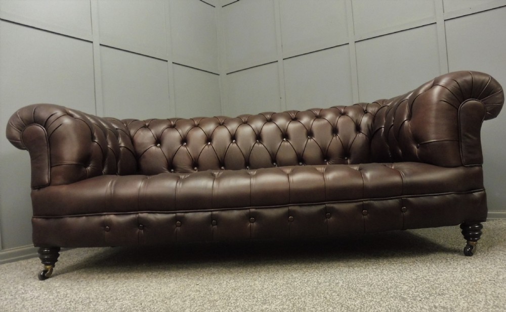 RESTORED AND REUPHOLSTERED LEATHER CHESTERFIELD SOFA View IV