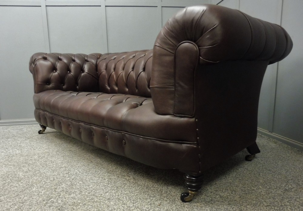 RESTORED AND REUPHOLSTERED LEATHER CHESTERFIELD SOFA View VII