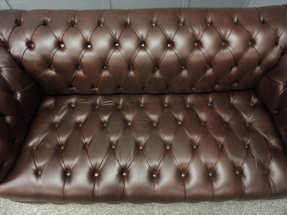 RESTORED AND REUPHOLSTERED LEATHER CHESTERFIELD SOFA View XIV