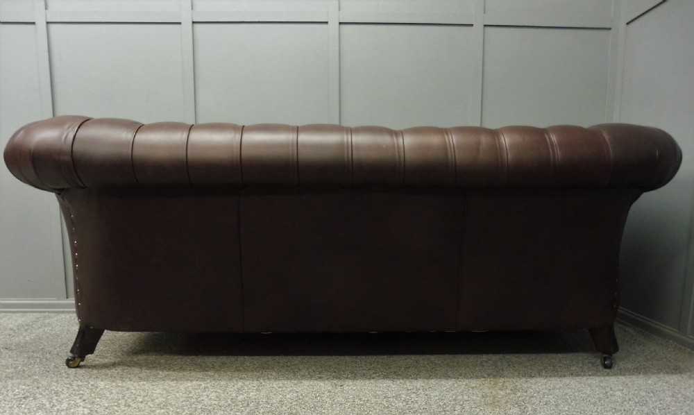 RESTORED AND REUPHOLSTERED LEATHER CHESTERFIELD SOFA View XV