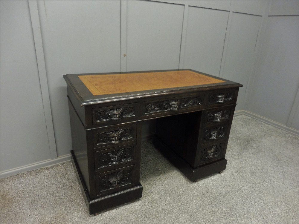 DARK OAK VICTORIAN GREEN MAN DESK