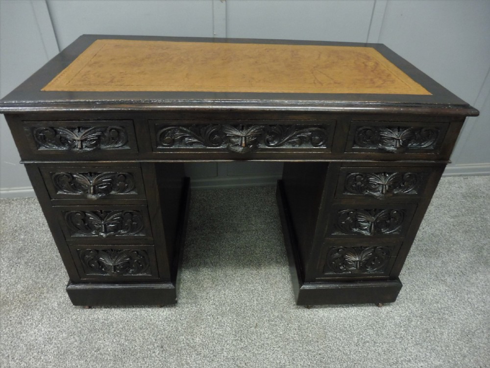 DARK OAK VICTORIAN GREEN MAN DESK View IX