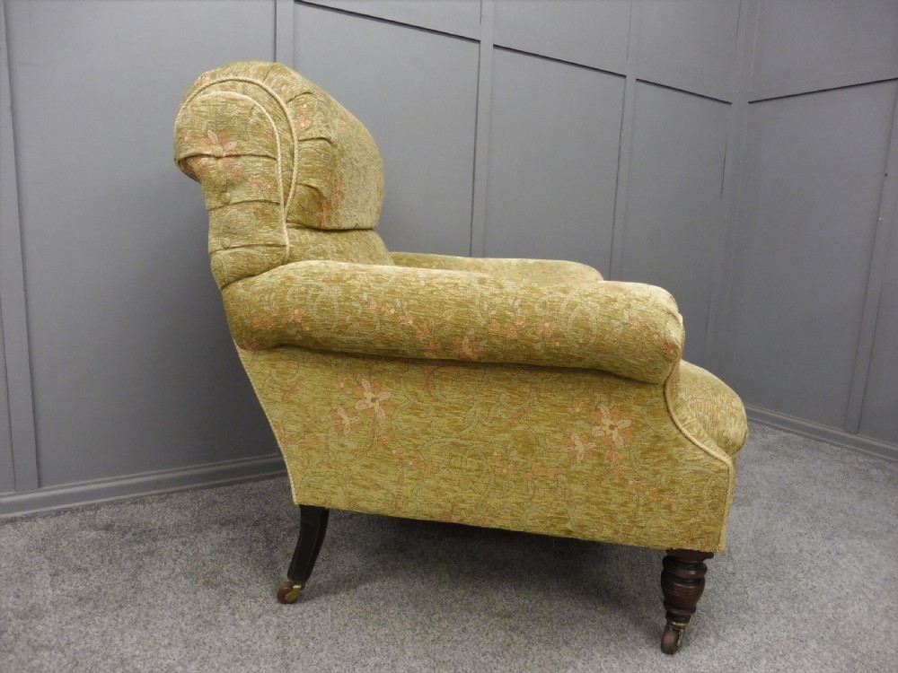 VICTORIAN LONG SEATED HOWARD STYLE ARMCHAIR View III