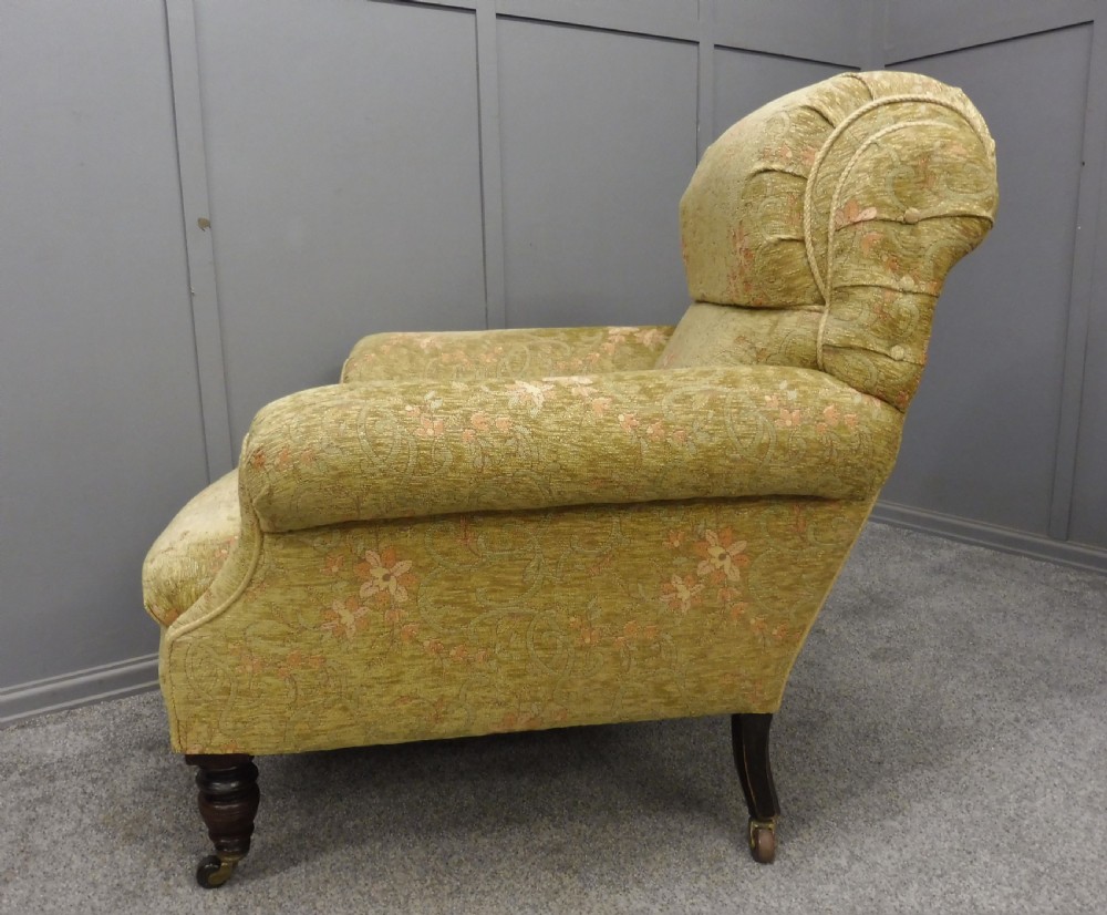 VICTORIAN LONG SEATED HOWARD STYLE ARMCHAIR View VI