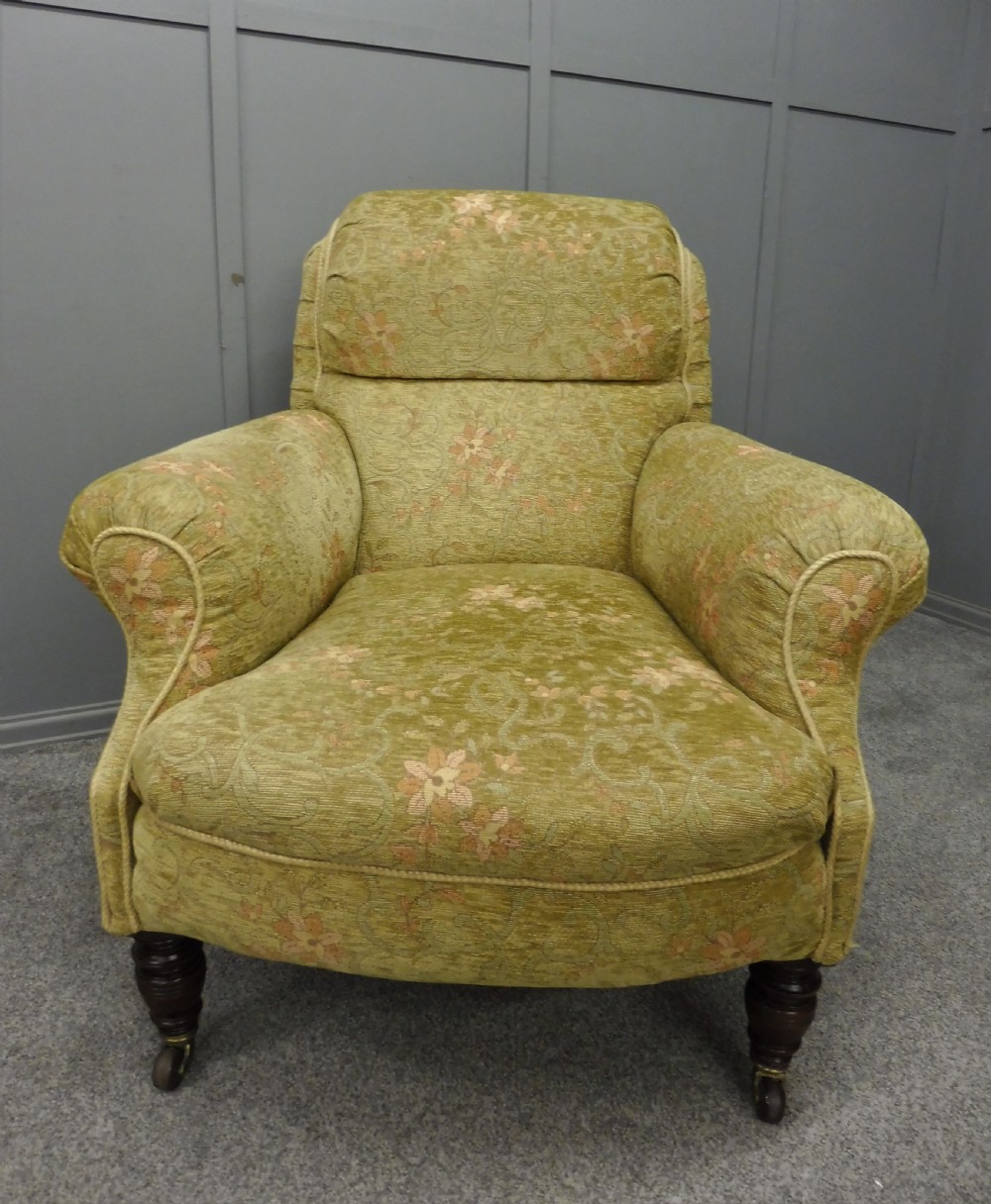 VICTORIAN LONG SEATED HOWARD STYLE ARMCHAIR View VII