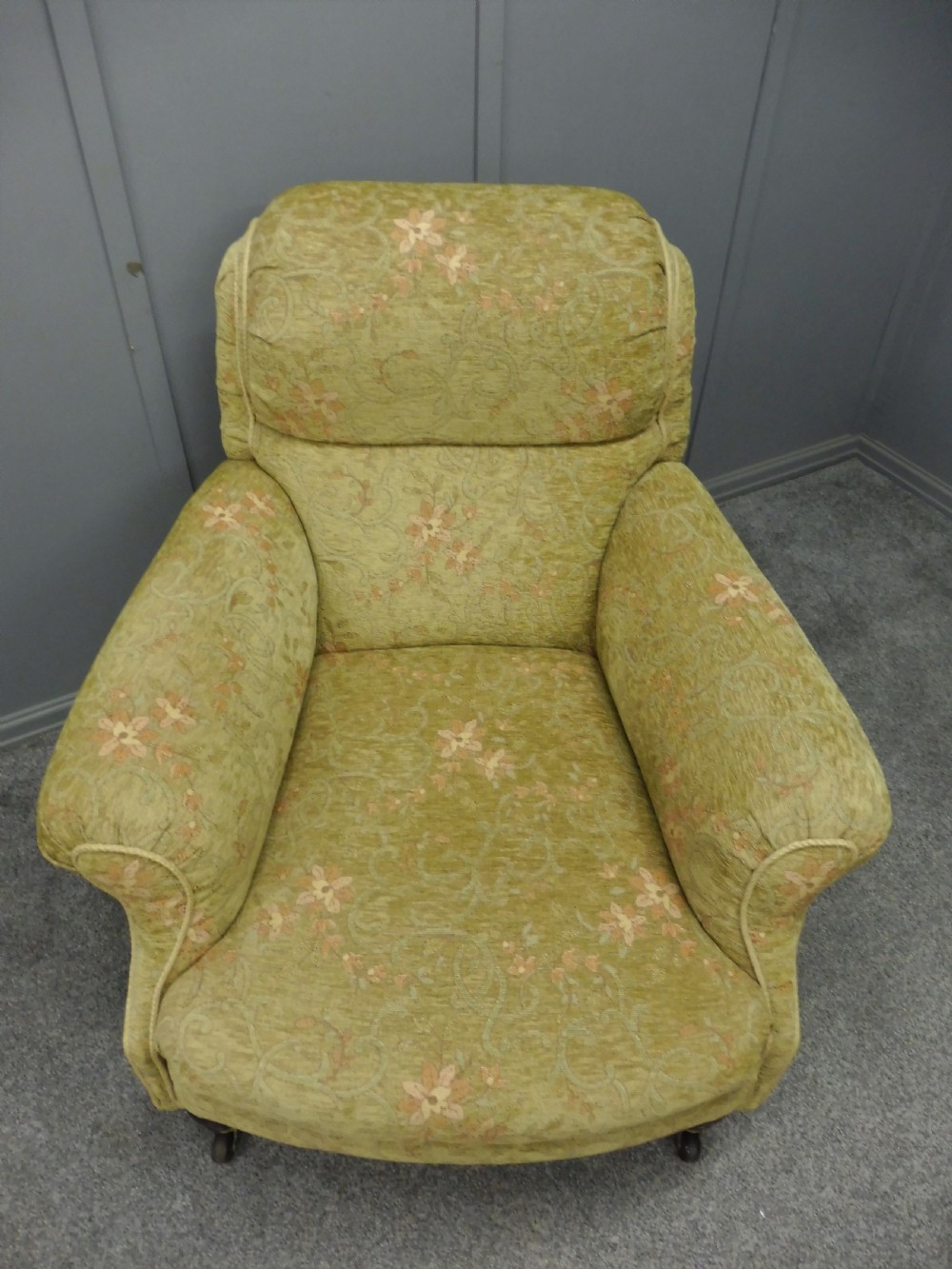 VICTORIAN LONG SEATED HOWARD STYLE ARMCHAIR View VIII
