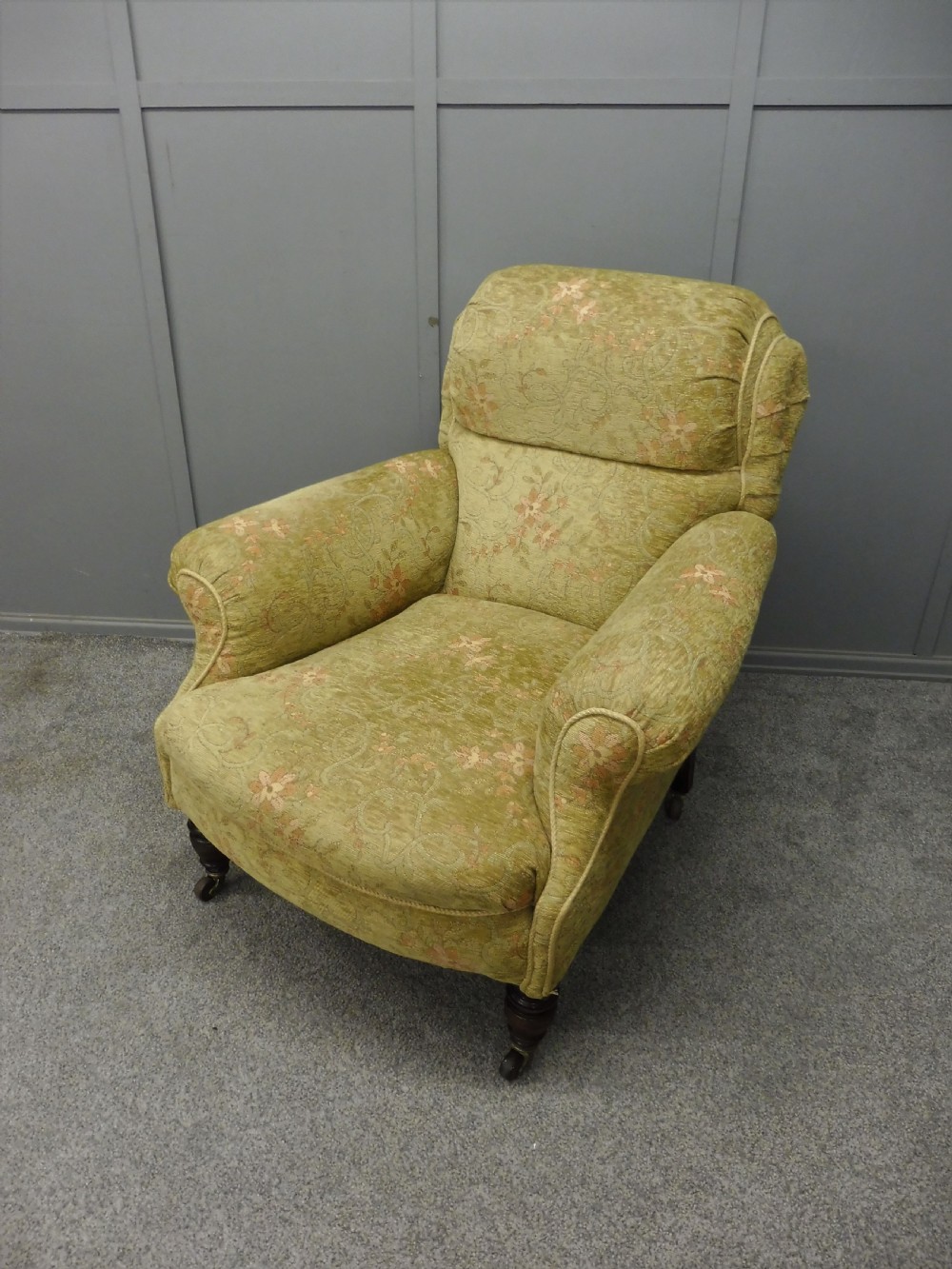 VICTORIAN LONG SEATED HOWARD STYLE ARMCHAIR View IX