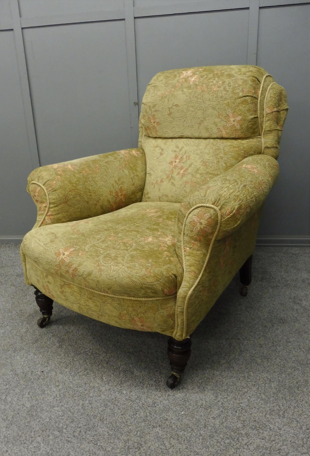 VICTORIAN LONG SEATED HOWARD STYLE ARMCHAIR View X