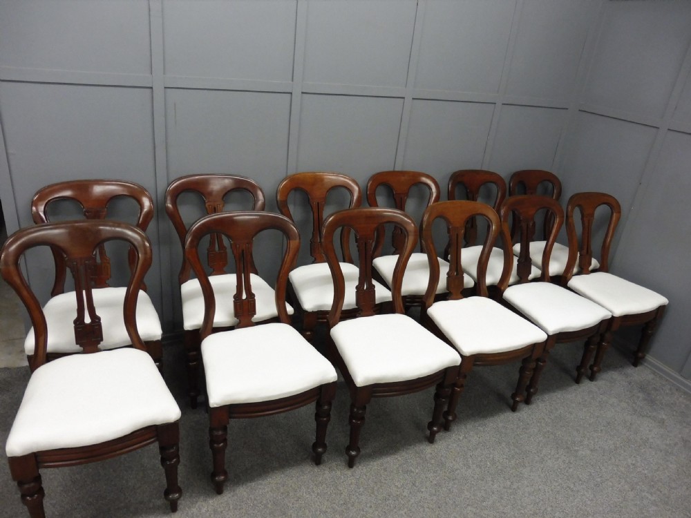 SET OF 12 VICTORIAN WALNUT DINING CHAIRS View II