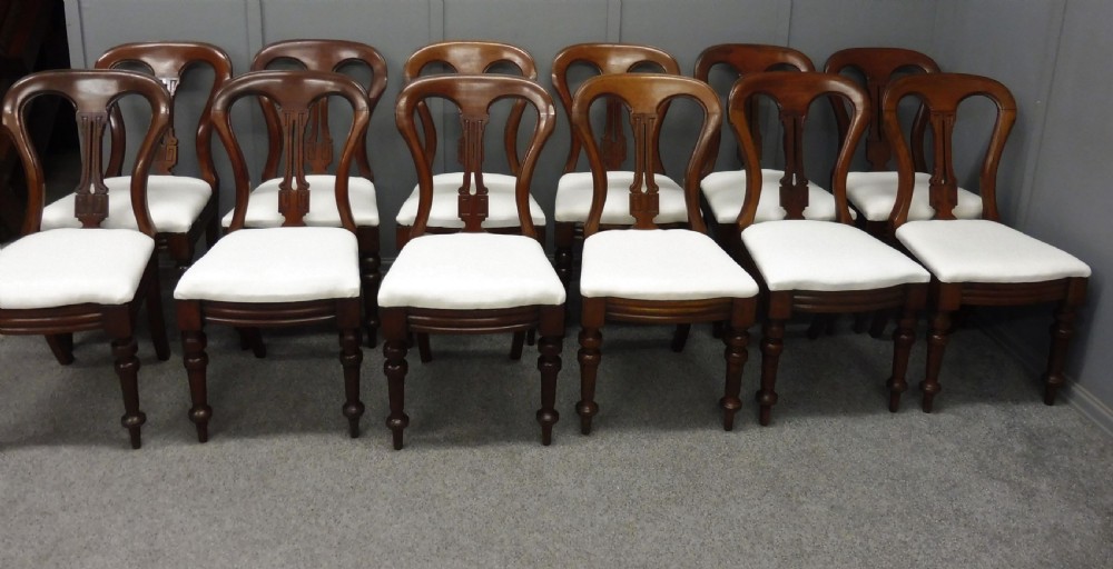 SET OF 12 VICTORIAN WALNUT DINING CHAIRS View III
