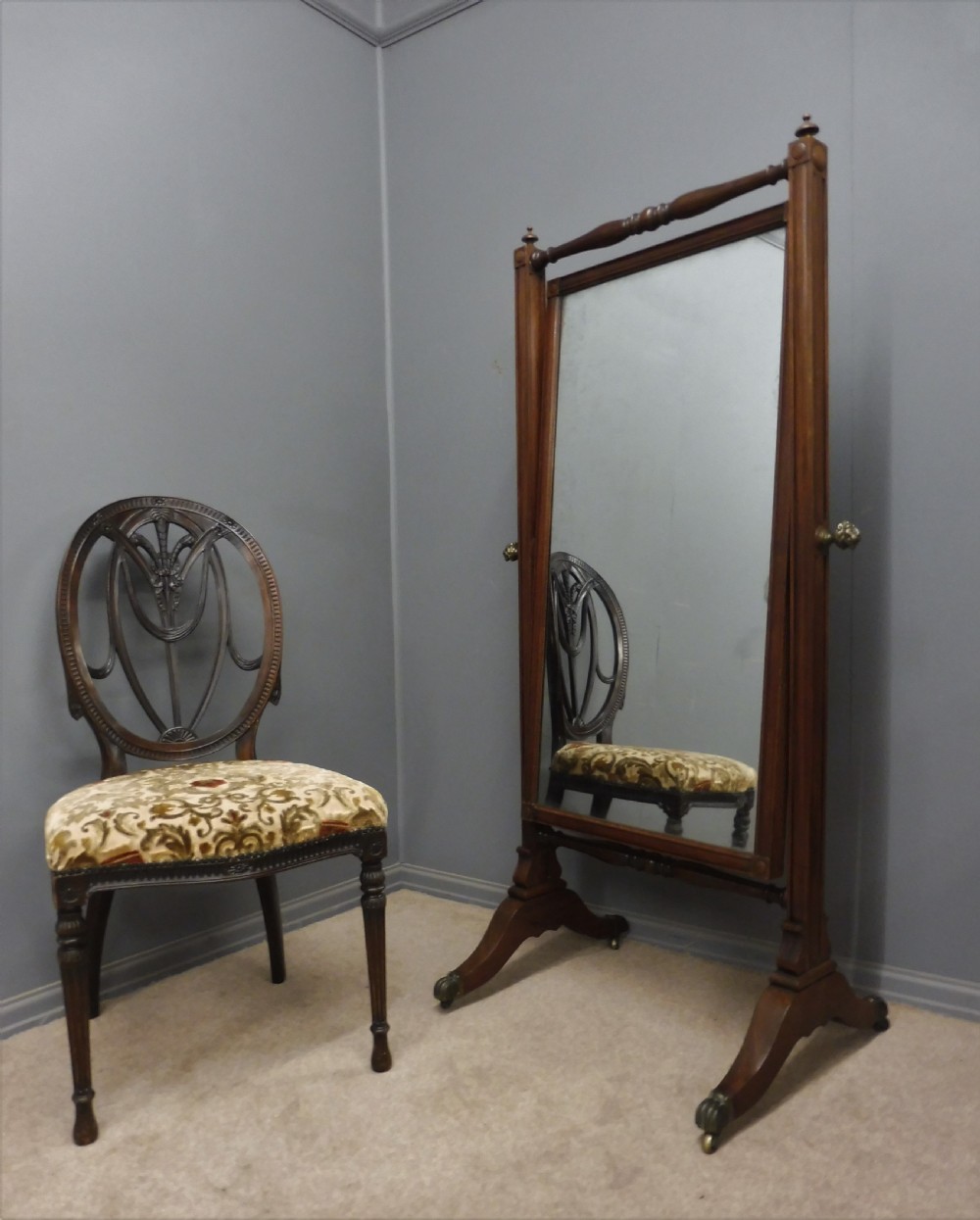 BEAUTIFUL 19TH CENTURY CHEVAL MIRROR View VIII