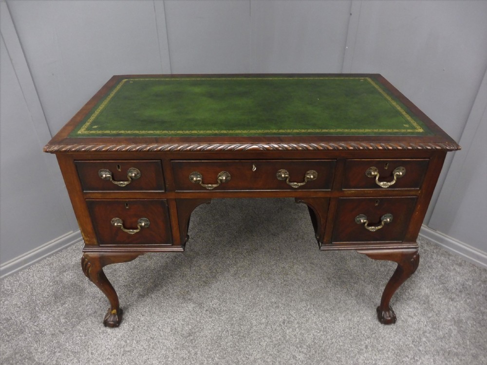 EDWARDIAN MAHOGANY LEATHER TOPPED DESK View III