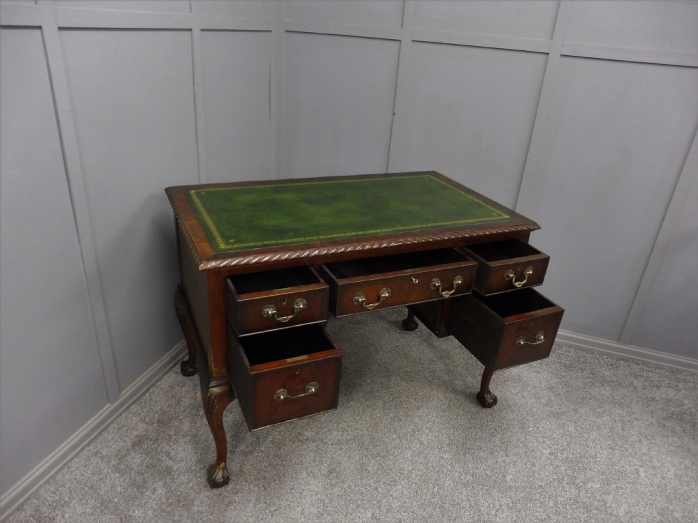 EDWARDIAN MAHOGANY LEATHER TOPPED DESK View X
