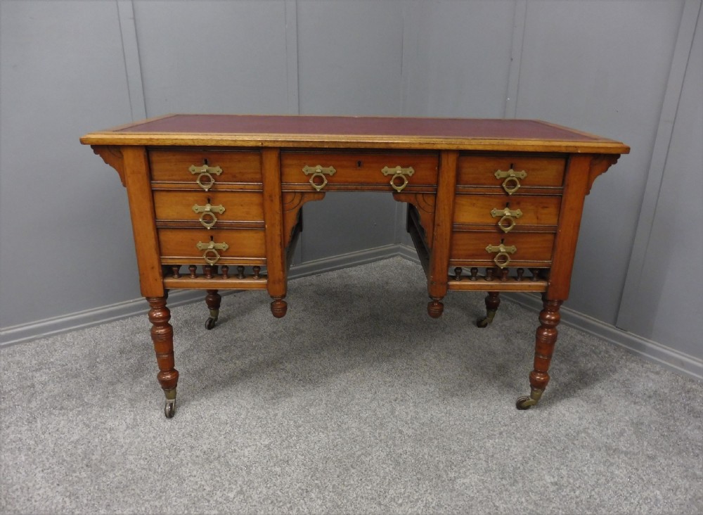 19TH CENTURY ARTS AND CRAFTS WALNUT DESK View II
